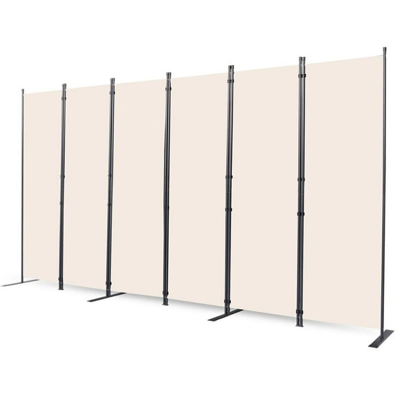 Room Divider, 6 Panel Folding Privacy Screens with Wider Support Feet, 6 Ft Portable Room Partition for Room Separator, 132" W X 71" H, Beige