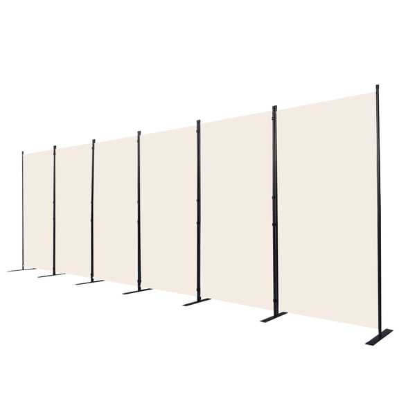 Room Divider 6 Panel Folding Screens With Wider Support Feet 6 Ft Portable Partition For Separator 204" W X 71" H Beige