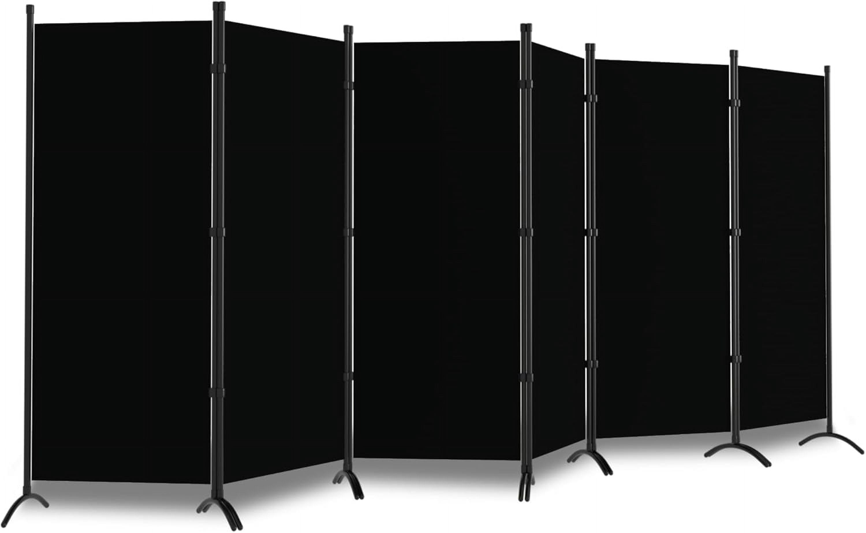 6 Panel Room Divider - 6ft Tall Freestanding Privacy Screen, 200W Fabric, Black Partition For Office, Bedroom, Studio - View #10