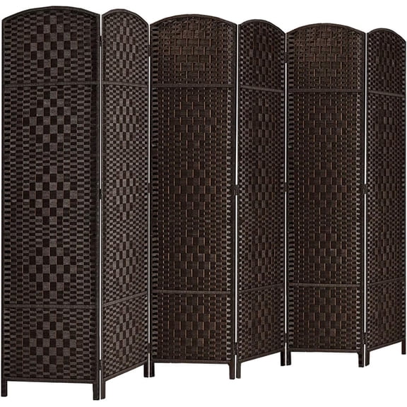 Room Divider, 6 ft Tall Room Dividers and Folding Privacy Screens, 16in Privacy Screen 6 Panel Dark Coffee Space Temporary Wall Foldable Partition Separation