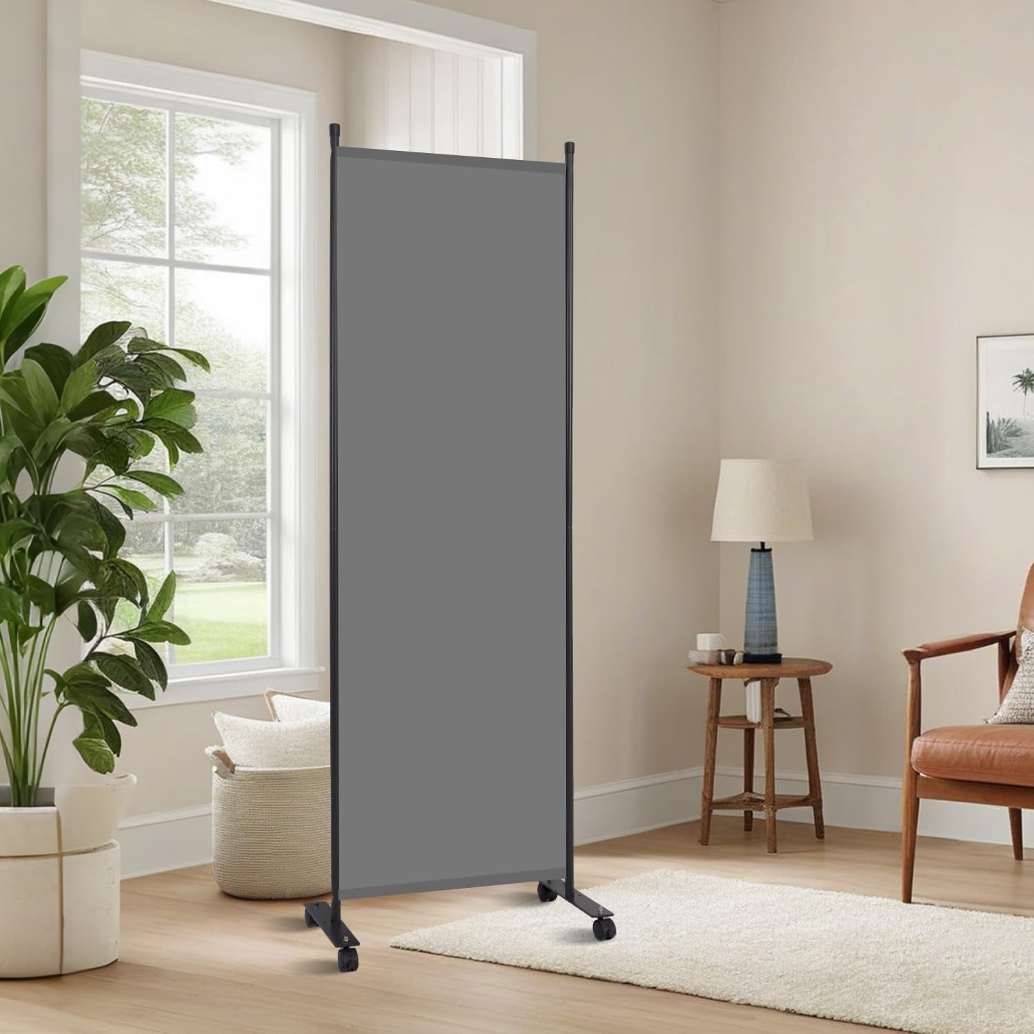 Room Divider 6FT Room Partition with Lockable Wheels, 1 Panel (Thicked ...