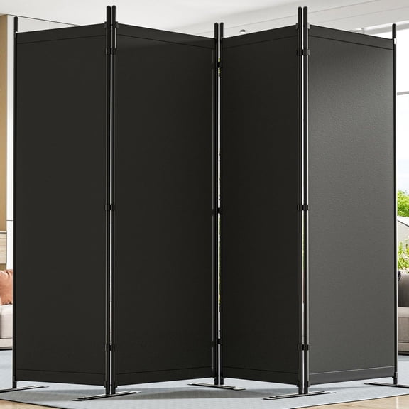 Room Divider 6FT Tall Folding Privacy Partition Screen, 88'' W Portable Wall Divider for Room Separation, Freestanding 4 Panel Room Divider Panel Privacy Screen for Dorm Studio Office, Black