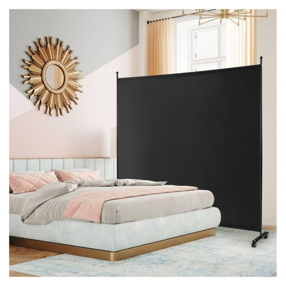 Room Divider 6ft Single Panel, Rolling Privacy Screen with Wheels - White/Gray/Brown - Portable Folding Partition for Home, Office, Dorm