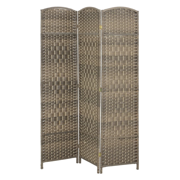 Room Divider 6ft Tall, 3 Panel Folding Screen - Freestanding Wood Partition for Home Office, Dark Rustic Oak