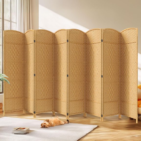 Room Divider 6ft. Tall Extra Wide Privacy Screen, Folding Privacy Screens with Diamond Double-Weave Room dividers and Freestanding Room Dividers Privacy Screens(Yellow, 8-Panel)