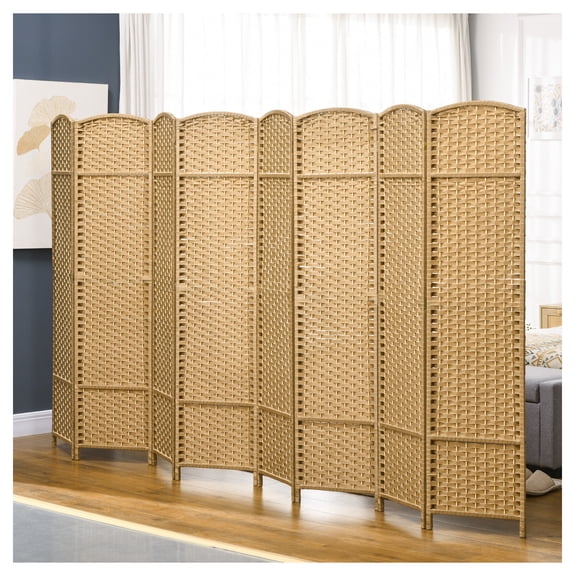 Room Divider 8 Panel, 5.6ft Tall Freestanding Privacy Screen, Wood Frame Partition for Home Office