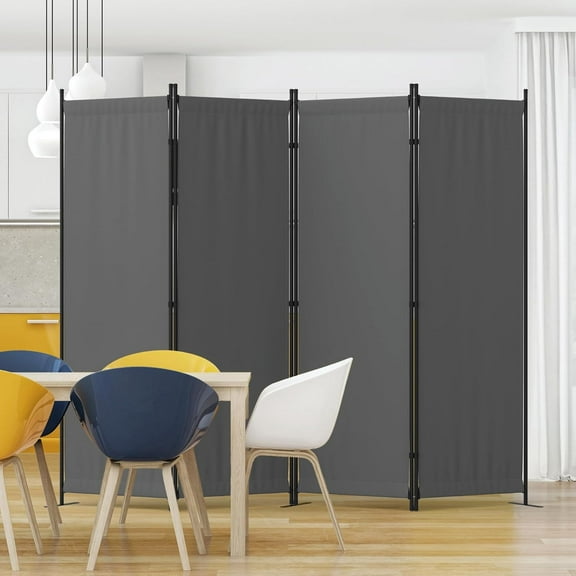 Room Divider 88" W Portable Room Dividers and Folding Privacy Screens, 4 Panel Room Divider w/ 3 Wider Feet Portable Wall as Dressing Screen Wall Divider for Home Bedroom Children's RoomGrey