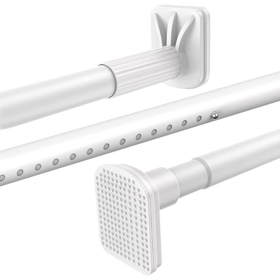 No Drill Tension Rod - Extra Long Room Divider 43-122inch, Adjustable Spring Shower Curtain Rod for Closet/Balcony, Non-slip Telescopic Pole (White)