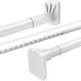 thumbnail image 1 of No Drill Tension Rod - Extra Long Room Divider 43-142inch, Adjustable Spring Shower Curtain Rod for Closet/Balcony, Non-slip Telescopic Pole (White), 1 of 6
