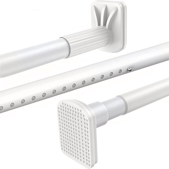 No Drill Tension Rod - Extra Long Room Divider 43-142inch, Adjustable Spring Shower Curtain Rod for Closet/Balcony, Non-slip Telescopic Pole (White)