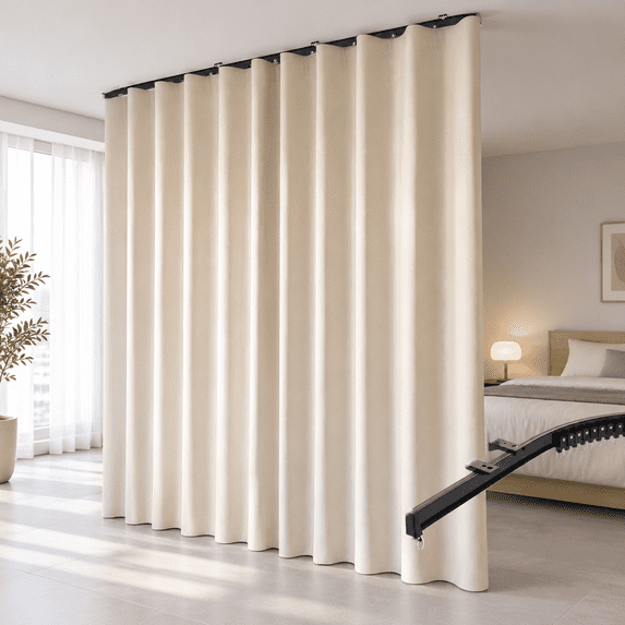 Room Divider Blackout Curta& Ceiling Curtain Track Set Wall Mount Extra ...