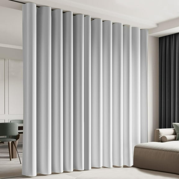 Room Divider Blackout Curtain Track Curtains Wall Dividers Panels Screen for Living Rooms Bedroom Office Privacy Partition Separation, W100 L96 Inch,1 Panel, White