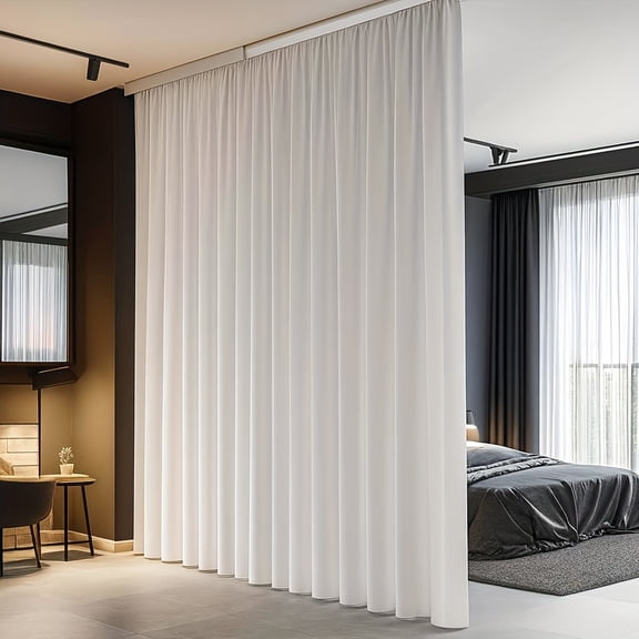 Room Divider Blackout Curtains with Ceiling Track Hooks, Rod Pocket Floor Length Drapes for Wall Partition, Room Separation and Space Division