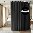 thumbnail image 1 of Room Divider Ceiling Mounted Curtains Track Sets Extra Wide Blackout Curtain Flexible Tracks for Bedroom Privacy Partition Separator, 1 Panel Black Drape and White Rail, W12.5 x H8ft, 1 of 14