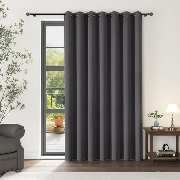 Room Divider Curtain 120 Inches Long, Wide Blackout Sliding Door Curtain for Bedroom, Room Darkening Privacy Window Curtain for Patio Door (1 Panel Set, Dark Grey, 100 x 120 Inch)