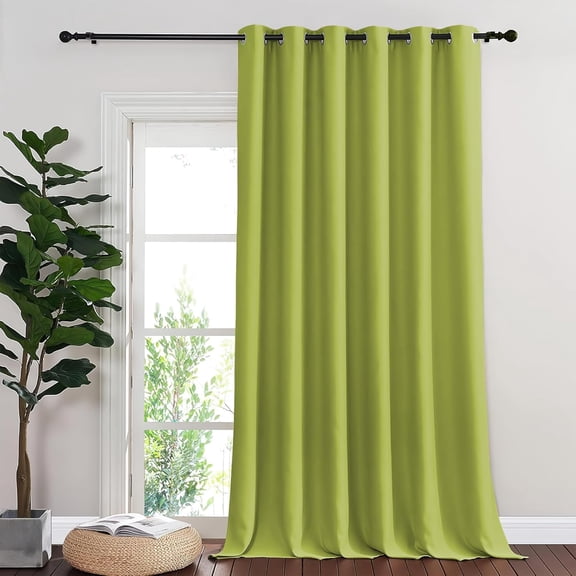 Room Divider Curtain 132 Inches Long, Wide Blackout Sliding Door Room Darkening Privacy Drape, Fresh Green, 1 Panel, 80"W x 132"L