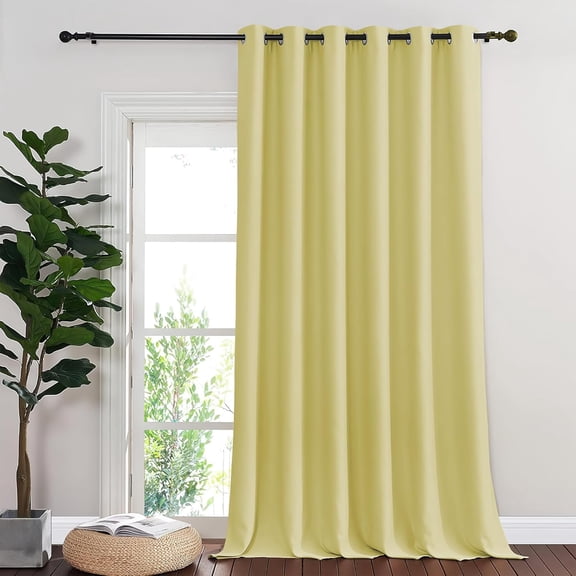 Room Divider Curtain 132 Inches Long, Wide Blackout Sliding Door Room Darkening Privacy Drape, Paler Yellow, 1 Panel, 80"W x 132"L