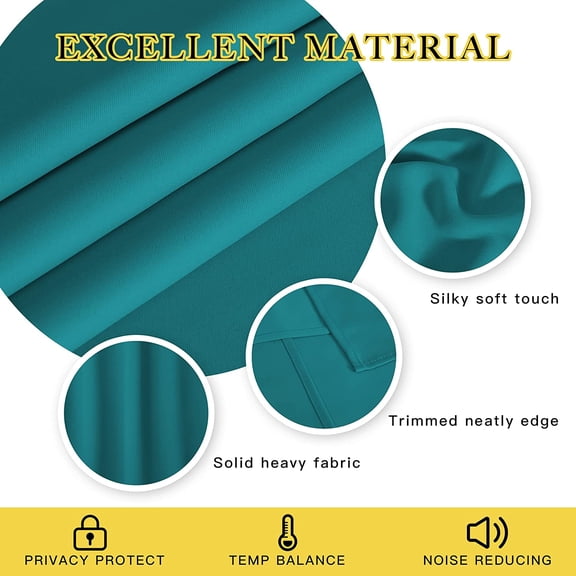 Room Divider Curtain 132 Inches Long, Wide Blackout Sliding Door Room Darkening Privacy Drape, Peacock Teal, 1 Panel, 80"W x 132"L