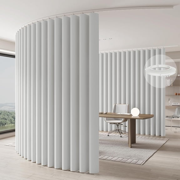 Room Divider Curtain Ceiling Curtain Track Set for Blackout and Privacy (White Curtain + White Track) 106" W x 84" L -1 Piece