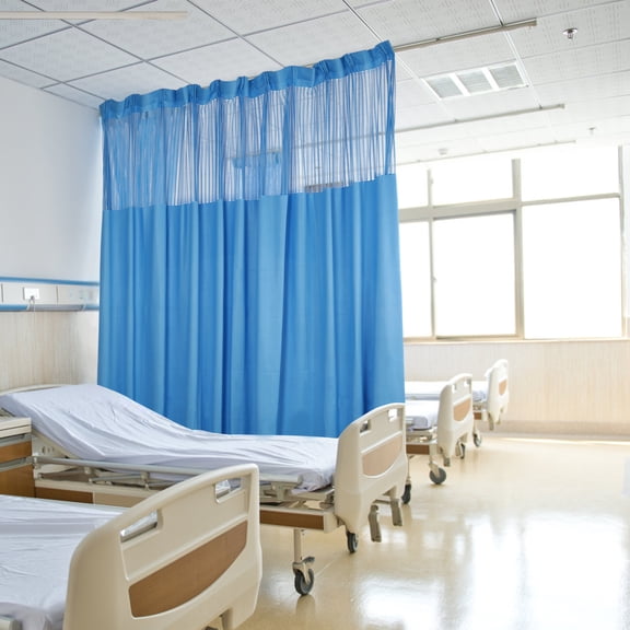 Room Divider Curtain Polyester Medical Curtain Privacy Cubicle Curtain Blue 12ft x 8ft