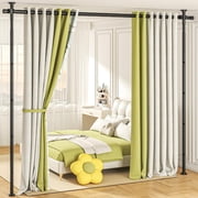 Room Divider Curtain Rods No Drilling, Adjustable 4-11ftH 28-117 W Wall Divider for Room Separation, Temporary Privacy Tension Curtain Rods, Black