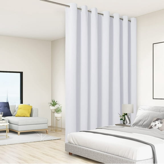 Room Divider Curtain Screen Partitions Total Privacy Wall Wide Blackout Curtains for Shared Room, 84L x 108W Inch (7L x 9W ft), 1 Panel, Greyish White