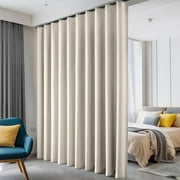 Room Divider Curtains, Blackout Ceiling Track Curtains with Hook Sound Proof Floor Curtains Perfect for Ceiling Mount Curtain Tracks Wall Divider for Room SeparationBeige, W100 x H96