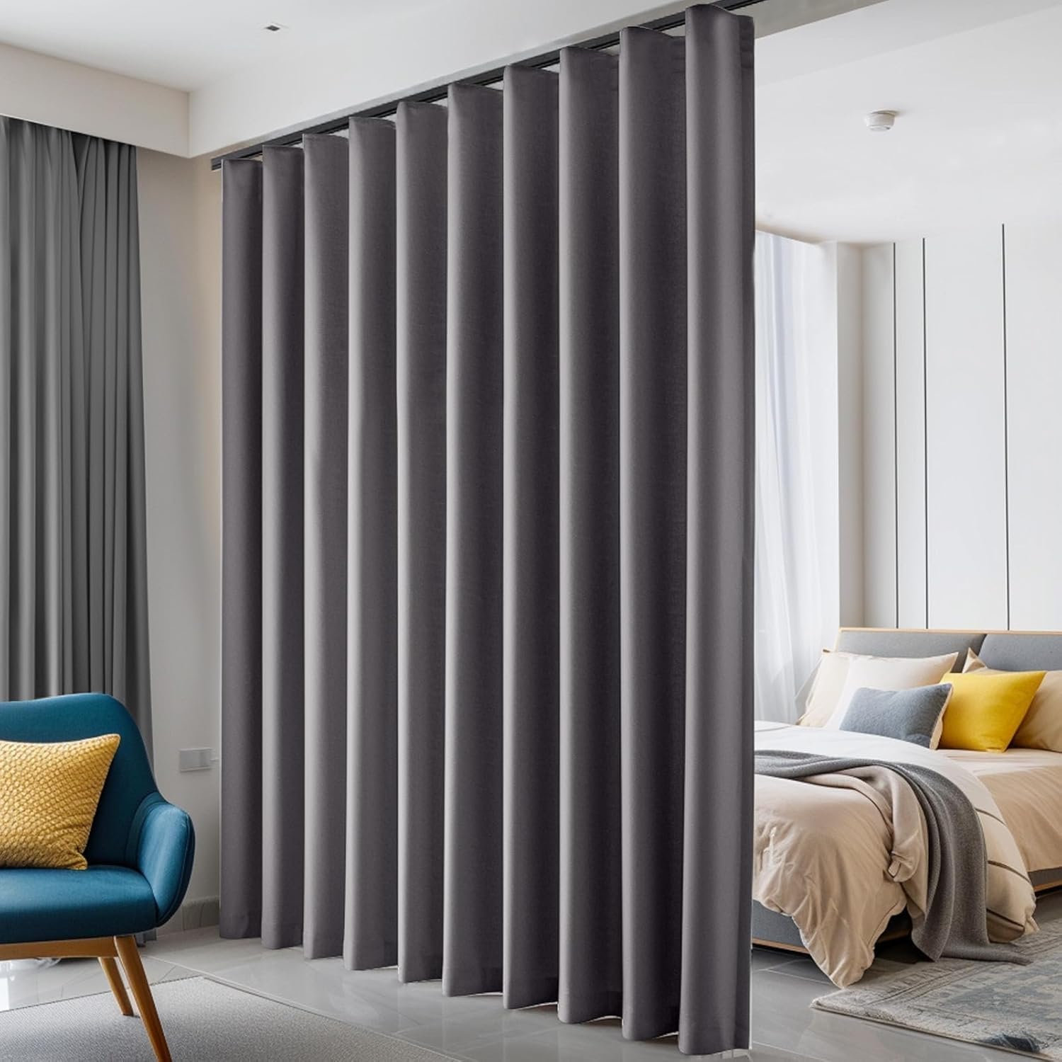 Room Divider Curtains, Blackout Ceiling Track Curtains with Hook Sound
