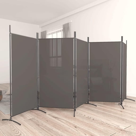 Room Divider Folding Panel Screen, Privacy Partition, Decorative Freestanding Dividers, Adjustable Fabric Wall for Indoor, Bedroom Separation - Anthracite