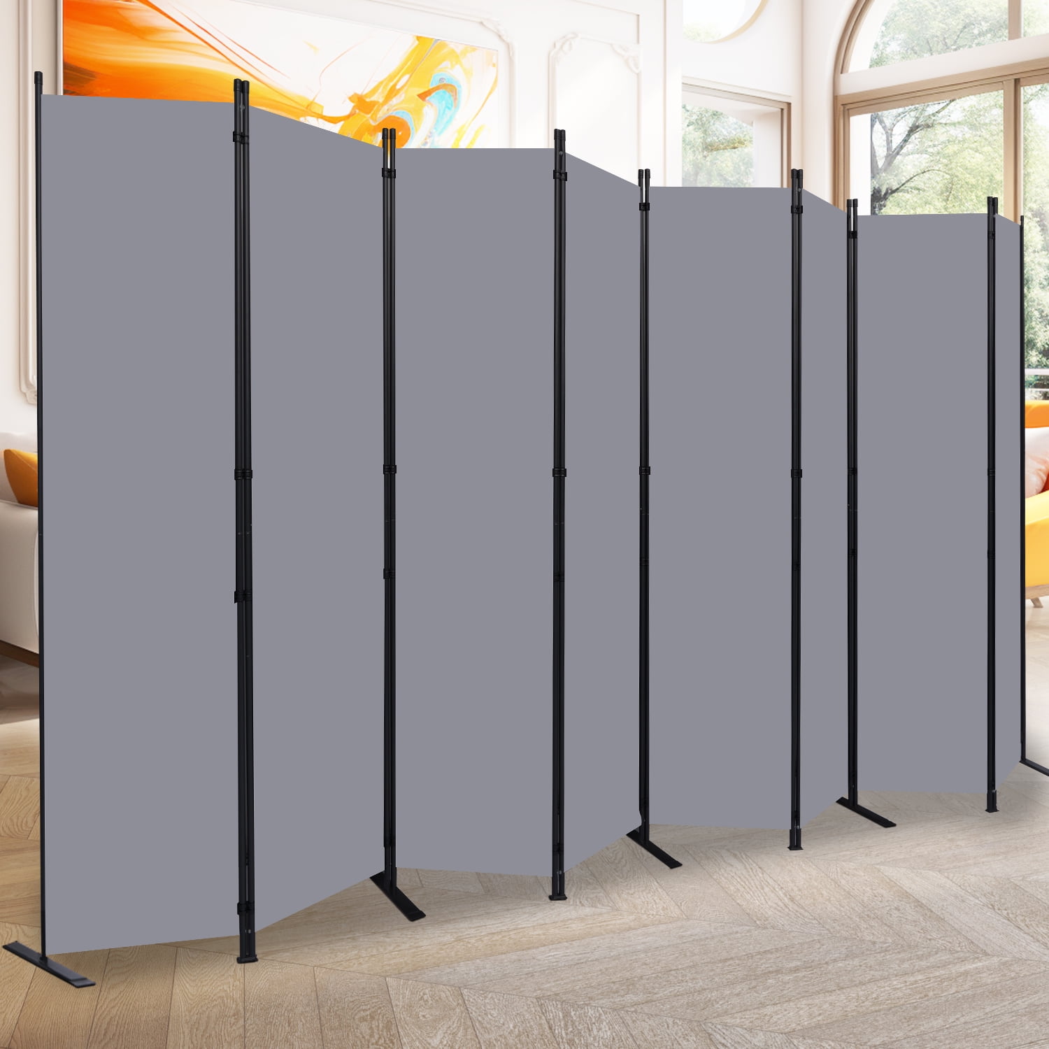 Room Divider Folding Privacy Sceens 8 Panel Partition Room Dividers 88'' Room Divider Wall Screen, Upgrade (Wider Feet) Portable Temporary Wall for Room Separation Wall Divider for Home Office Dorm