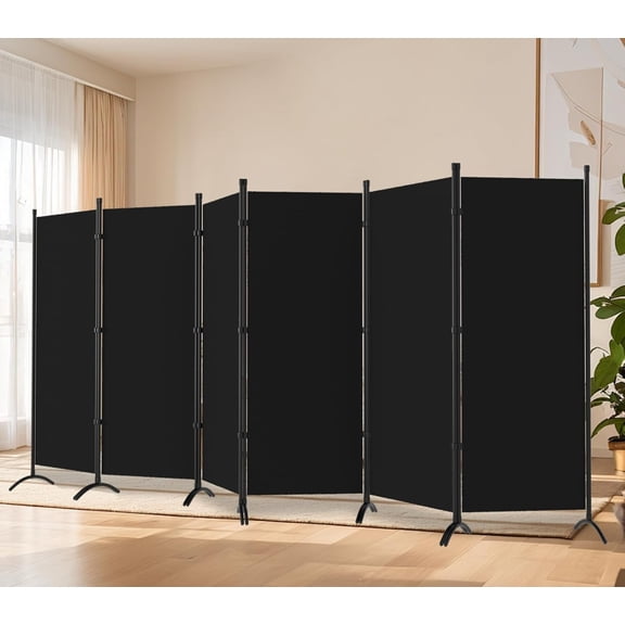 Room Divider-Folding Privacy Screens, 6 ft Partition Room Dividers Wall for Separation, Home, Office, Classroom, Studio (Black, 6 Panel)