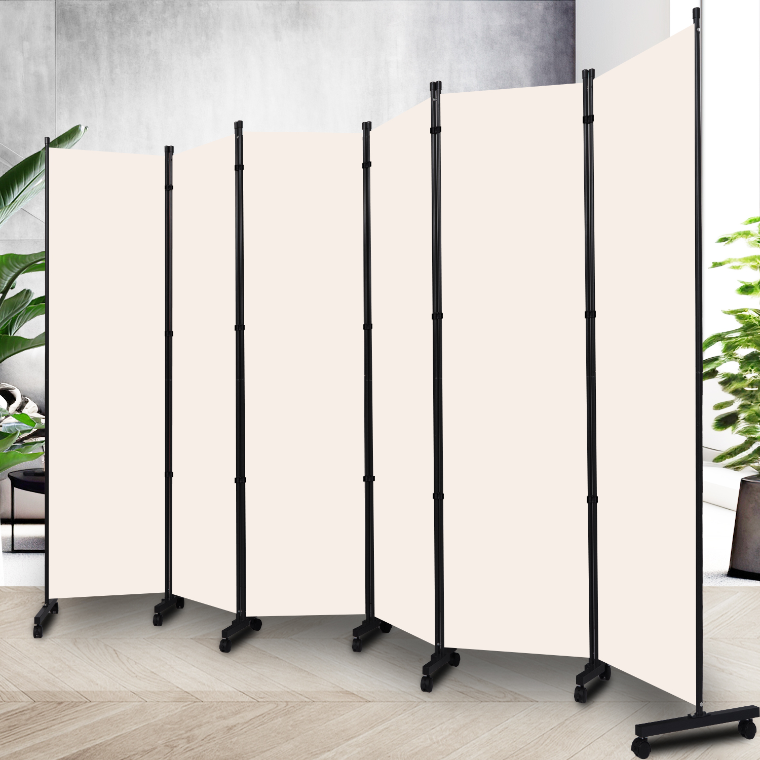 Room Divider and Folding Privacy Screens W/Wheels, 6FT Rolling ...