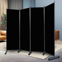 Room Divider and Folding Privacy Screens W/Wheels, 6FT Rolling Partition Room Divider 88'' Wide Room Separation, Self-lockable 4 Panel Wall Divider Fabric Panel Screens for Office Bedroom Dorm Studio