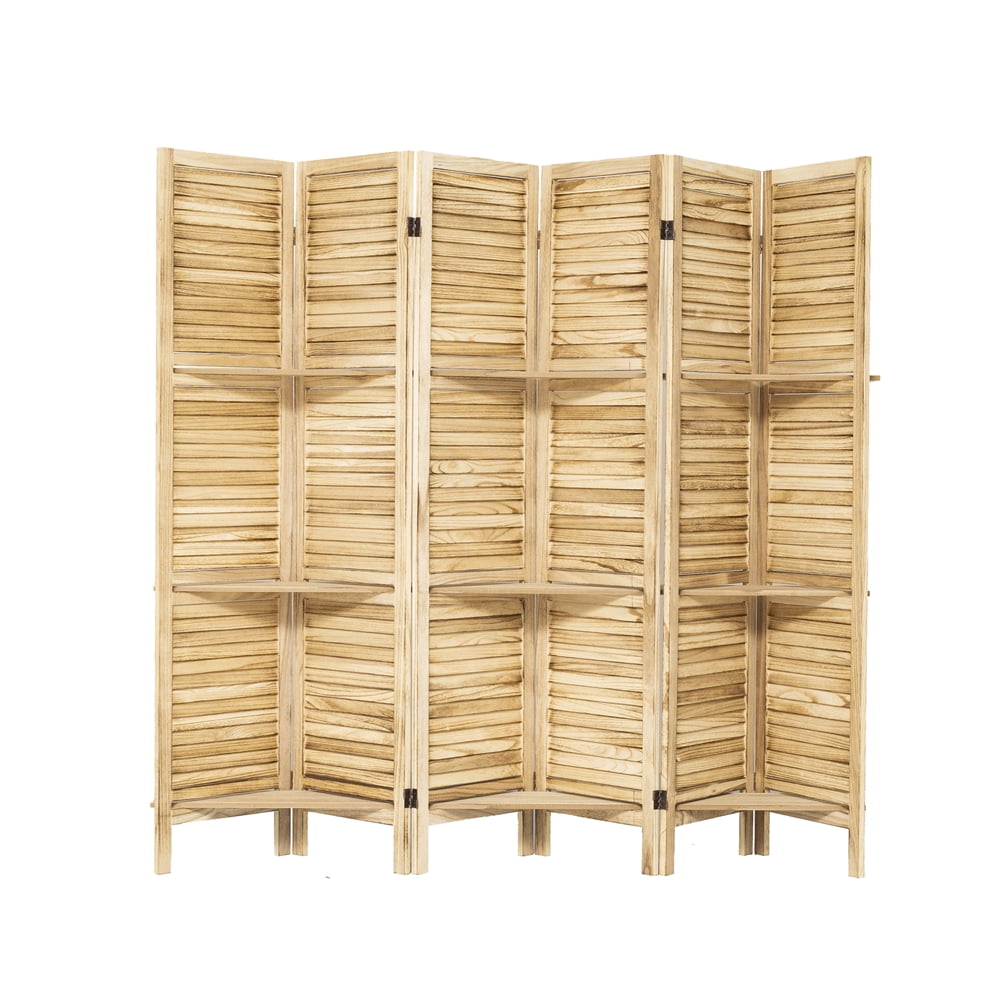 Room Divider, FoldingScreens With Shelves, 6Partitions Freestanding