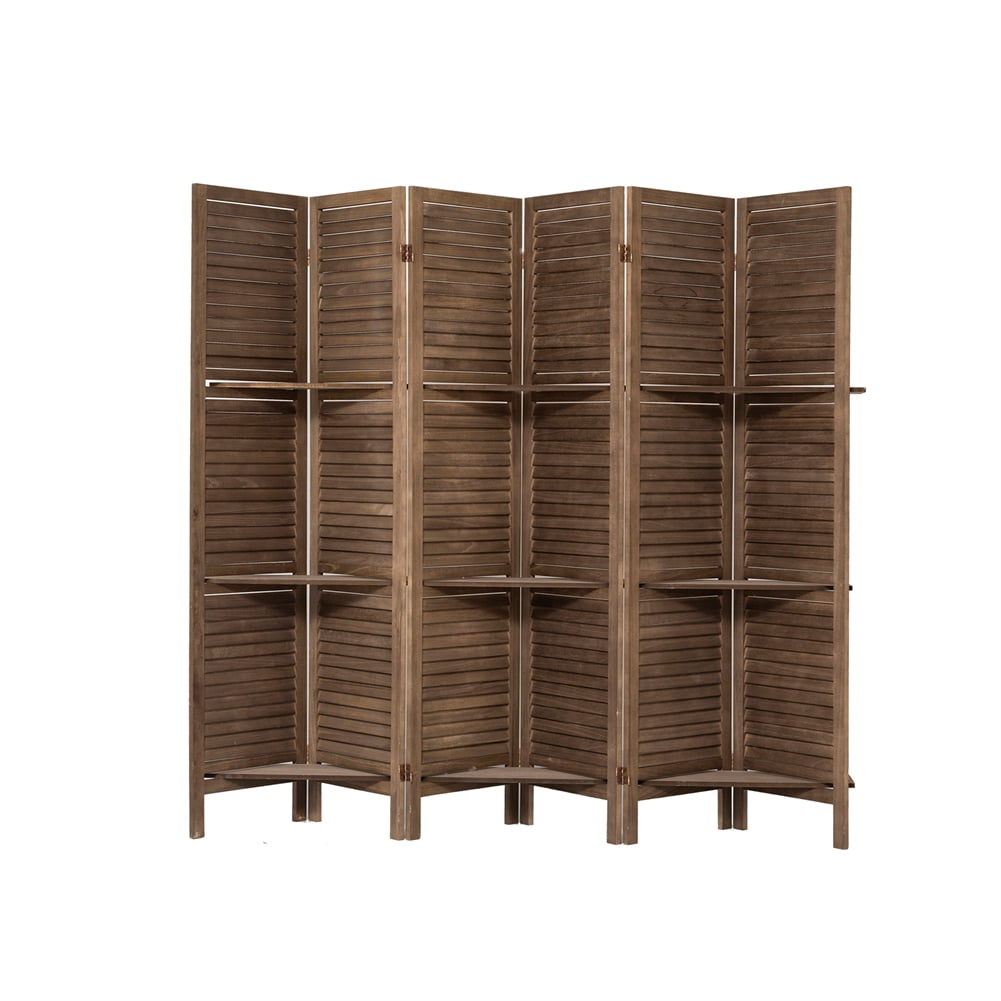 Room Divider, FoldingScreens With Shelves, 6Partitions Freestanding