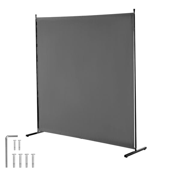 Room Divider Freestanding Sturdy 6-Foot Tall Privacy Screen Panel Single Partition for Office Bedroom and Indoor Use Grey