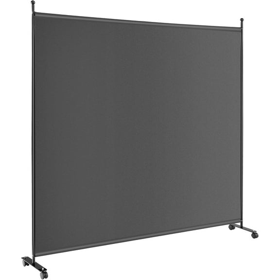 Room Divider Large Single Panel, 73''W x 73''H Privacy Screen with Lockable Wheels, Rolling Room Divider Panel for Home Office Studio, Partition Fabric Wall Divider for Room Separation, Gray