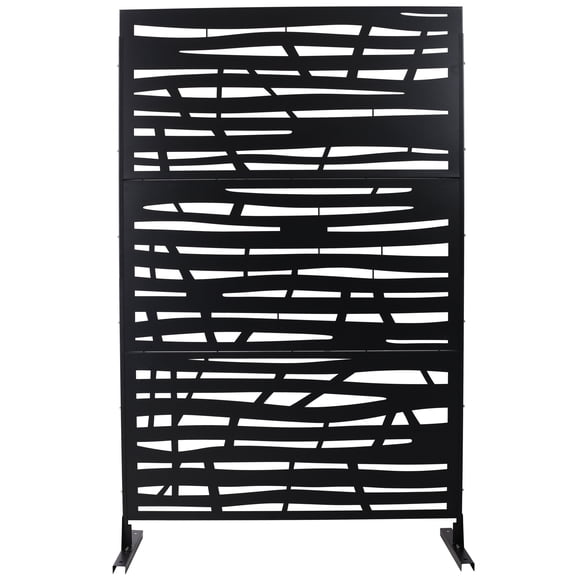 Room Divider, Outdoor & Indoor Privacy Screen Metal Privacy Screen 76" H×48" W, Freestanding Decorative Privacy Screen for Deck Balcony Patio, Privacy Fence Panels for Outside Lawn Garden PS109 BLACK