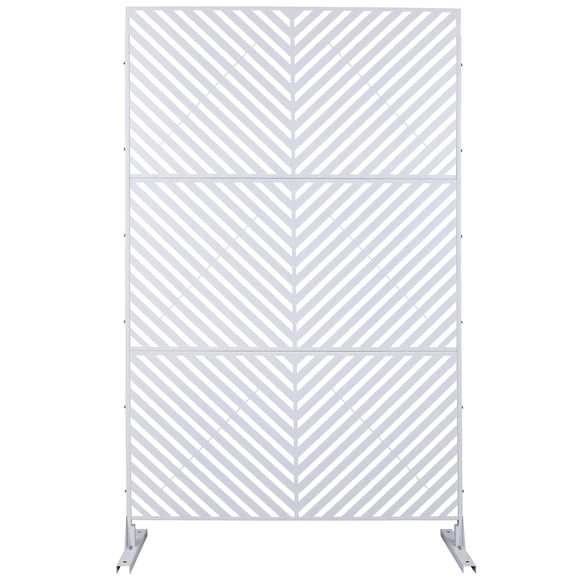 Room Divider, Outdoor & Indoor Privacy Screen Metal Privacy Screen 76" H×48" W, Freestanding Decorative Privacy Screen for Deck Balcony Patio, Privacy Fence Panels for Outside Lawn Garden PS113 WHITE