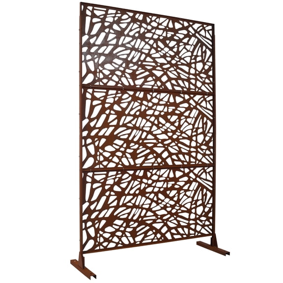 Room Divider, Outdoor & Indoor Privacy Screen Metal Privacy Screen 76" H×48" W, Freestanding Decorative Privacy Screen for Deck Balcony Patio, Privacy Fence Panels for Outside Lawn Garden PS102 RUSTY