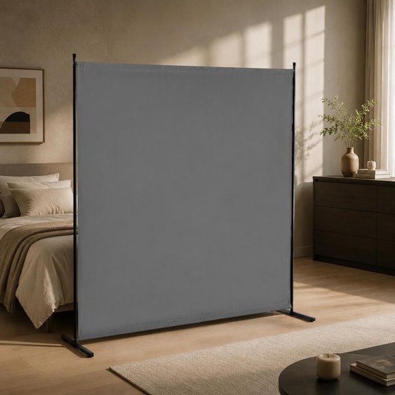 Room Divider Panel, 6Ft Freestanding Privacy Screen, Grey, Suitable for Office or Bedroom