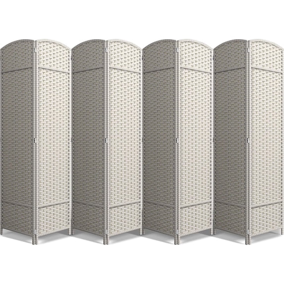 Room Divider Privacy Screen, 6 ft. Tall Extra Wide Foldable Panel Partition Wall Divider, Double Hinged Room and Folding Privacy Screens Beige