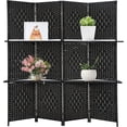 thumbnail image 1 of FDW Room Divider 4 Panel Room Screen Divider Wooden Screen Folding, Black, 1 of 7