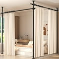 thumbnail image 1 of Room Divider for Room Separation,4-10ft(H) 28-140inch(W) Adjustable Temporary Privacy Wall Divider, Tension Curtain Rods No Drilling, Heavy Duty Partition Space Separator Freestanding,Black, 1 of 8