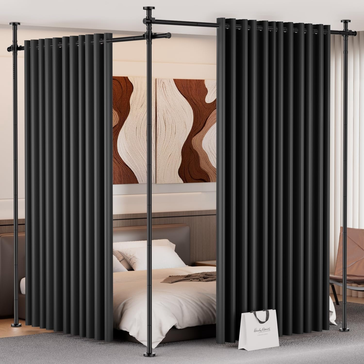 Windows Screen Divider Room Divider for Room Separation (57-145in W), Curtain Rods No Drilling ...