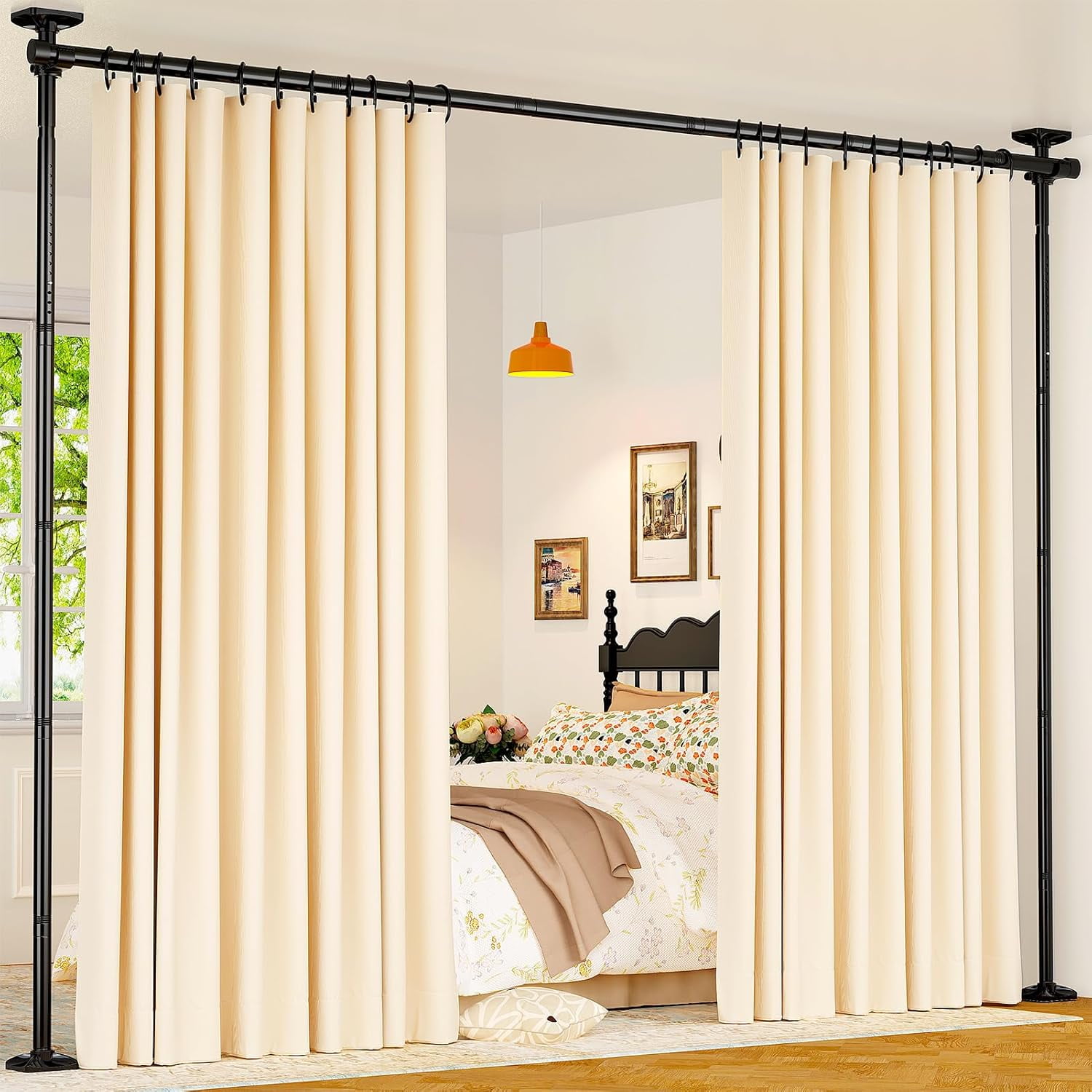 qqwuuuq Room Divider for Room Separation, Tension Curtain Rods No Drilling,  4-10ft(H) 28-70inch(W) Adjustable Temporary Privacy Wall Divider, Heavy  Duty Freestanding Space Partition Separator, Black - Walmart.com, image size:1500x1500