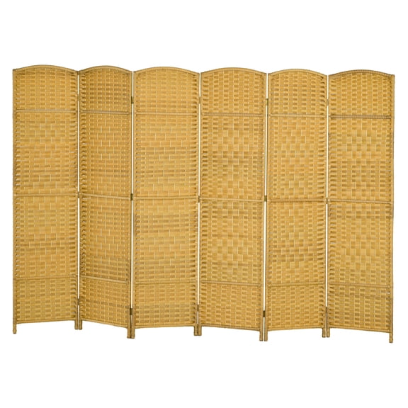 Room Divider Screen 6 Panel 6' Tall, Freestanding Wood Partition