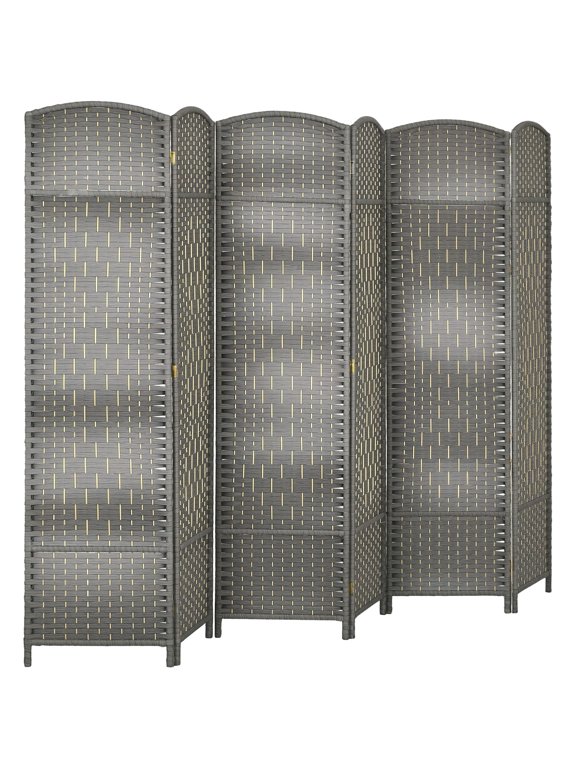 Room Divider Screen, 6-Panel Folding Privacy Screen made of Paulownia Wood and Polypropylene, 106 x 71 Inches, Mixed Gray, Versatile Space Separator for Bedroom and Living Room