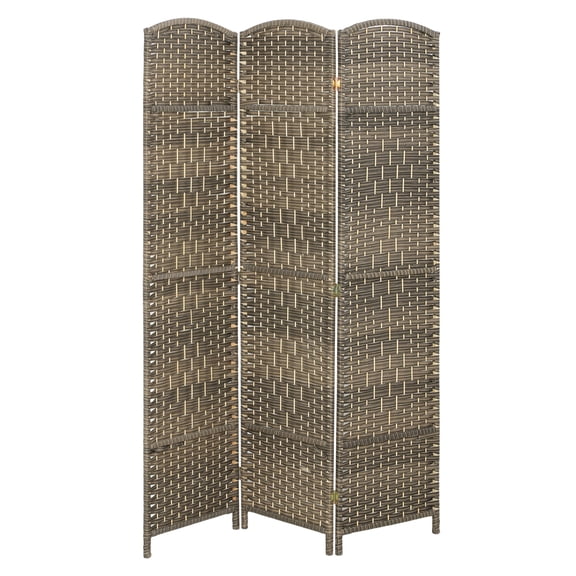Room Divider Screen 6ft Tall, 3 Panel Freestanding Wood Partition - Dark Rustic Oak