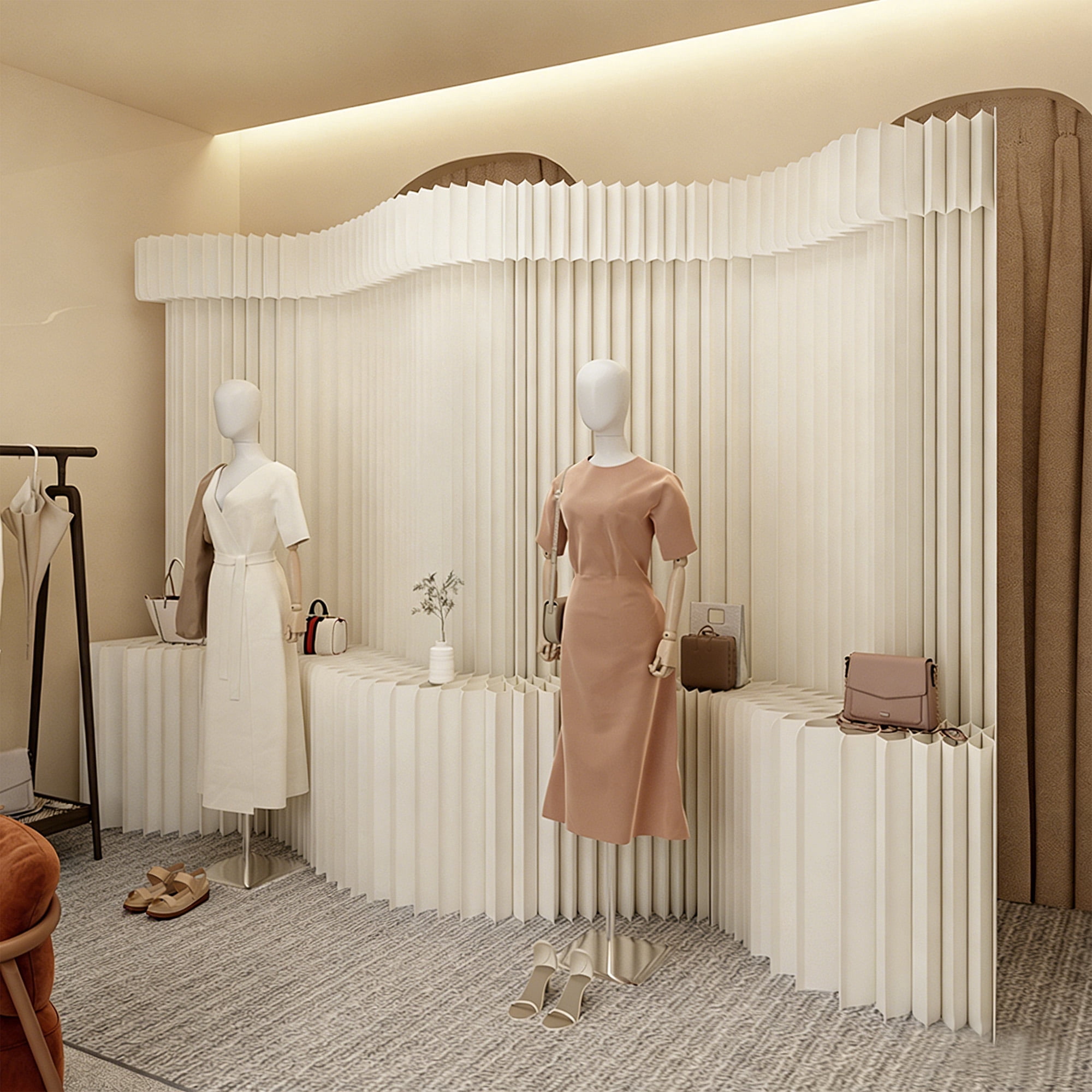 Room Divider Screen: Portable, Foldable Paper Wall with Display Stand | Partition for Booth, Office and Home Decor
